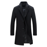 Flynn | Herren Trenchcoat Schwarz | Lange Jacke in Schwarz
