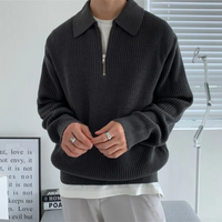 Kurt | Herren Reißverschluss Pullover | Strick in Schwarz