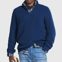 Kai | Herren Reißverschluss-Pullover | Stehkragen in Blau