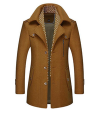 Severin | Herren Warme Trenchcoat | Wintermantel in Senf