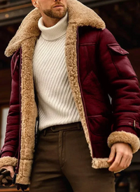 Arne | Herren Warme Winterjacke | Schwarz in Rot