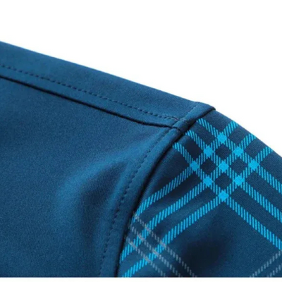 Herren warmes kariertes Poloshirt | Lang