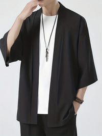 Quirin | Herren Weitenarm Weste | Kimono in Schwarz