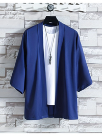 Quirin | Herren Weitenarm Weste | Kimono in Blau