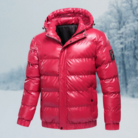 Walter | Herren Winter Daunenjacke | Steppjacke mit Kapuze in Rot