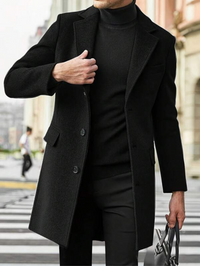 Ryan | Herren Winter Lange Jacke | Trenchcoat in Schwarz