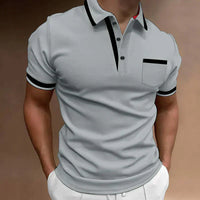 Herren Kragen mit Brusttasche Poloshirt in Grau