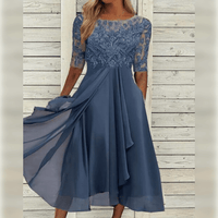 Rosebelle | Hochzeitsgast Kleid Elegante | Midi in Blau