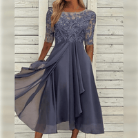 Rosebelle | Hochzeitsgast Kleid Elegante | Midi in Grau