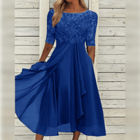 Rosebelle | Hochzeitsgast Kleid Elegante | Midi in Dunkelblau