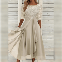Rosebelle | Hochzeitsgast Kleid Elegante | Midi in Beige