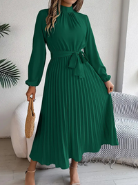 Stacey | Plissee Kleid Hochzeitsgast | Midi in Grün