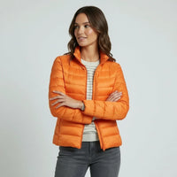 Sophie | Damen Leichter Winter Daunenjacke mit Hohem Kragen in Orange
