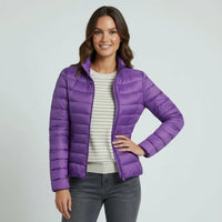 Sophie | Damen Leichter Winter Daunenjacke mit Hohem Kragen in Lila