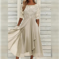 Lieselotte | Damen Festliches Abendkleid Hochzeitsgesellschaft – Festkleid Hochzeit 2026 in Beige