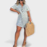 Vera - Lässiges Denim Hemdkleid in Blau