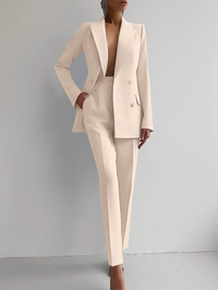 Jessica | Damen Elegant Knöpfen Maßanzug in Beige