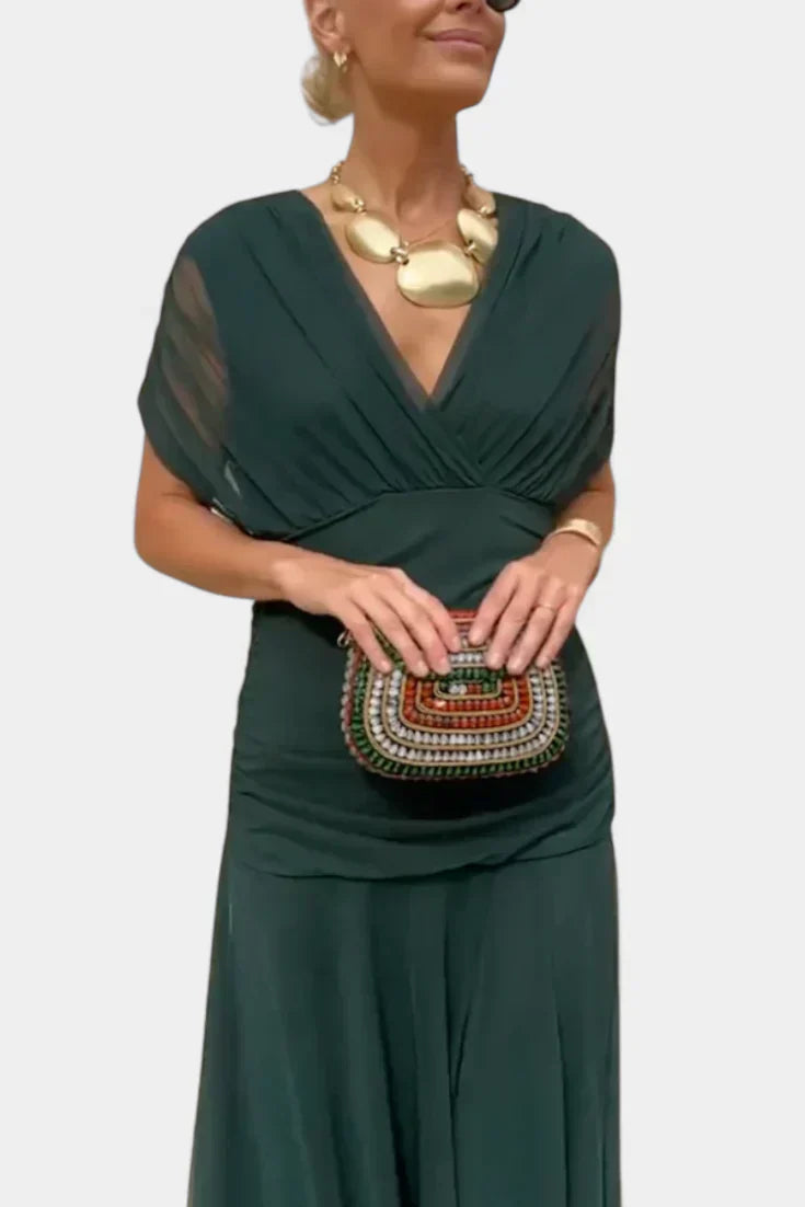 Florayne™ - Elegantes Fließendes Midikleid mit V-Ausschnitt