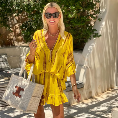 Vera - Puffärmel Ombre Druck Mini Kleid