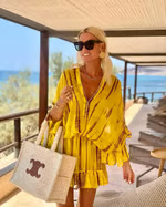 Vera - Puffärmel Ombre Druck Mini Kleid