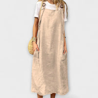 Mirta Denim Overalls in Beige