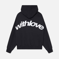 Petra | Damen Oversized Text Kapuzenpullover in Schwarz