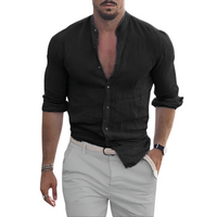 Marius - Stilvolle Leinenhemd - Sommerchic in Schwarz