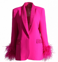 Blazer mit Federn für Damen in Rosa