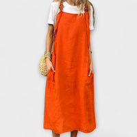 Mirta Denim Overalls in Orange