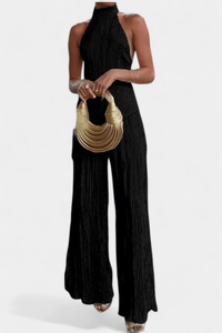 Paula | Damen-Plissee-Set elegant & lässig modern in Schwarz