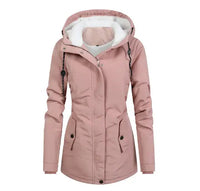 Wasserdichter, Gefütterter Wintermantel mit Kapuze in Rosa