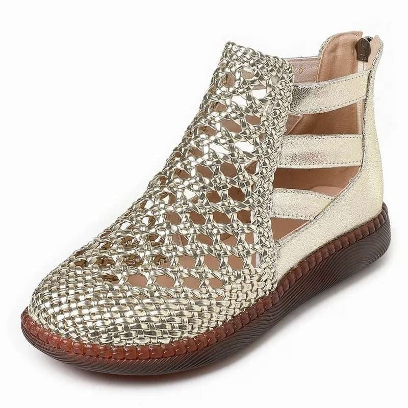 Geflochtene Damensandalen mit durchbrochenem Design und flexibler Sohle - Martina