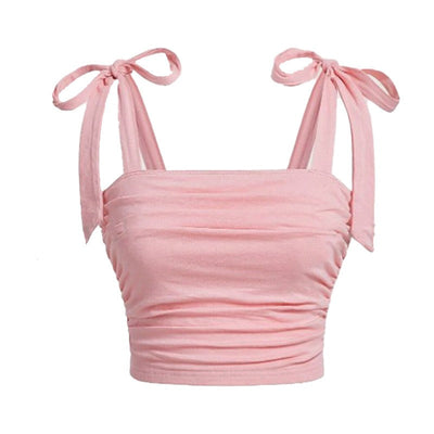 Kurzes Damen-Top mit geknoteten Trägern - Amélie
