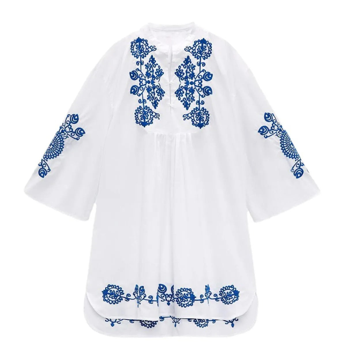 Kurzes besticktes Baumwollkleid im Ethno-Stil für Frauen - Irati