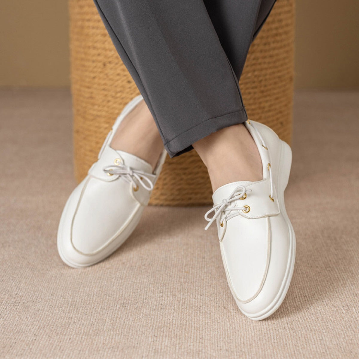 Herrenmokassins aus Kunstleder mit Schnürung - Carlos