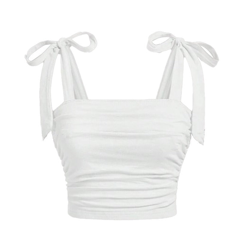 Kurzes Damen-Top mit geknoteten Trägern - Amélie