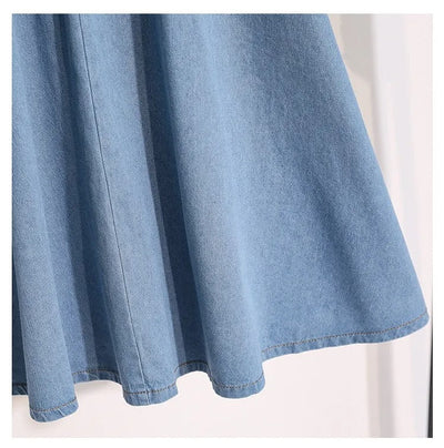 Damen Midirock Denim mit Gummizug in der Taille und Knöpfen - Renata