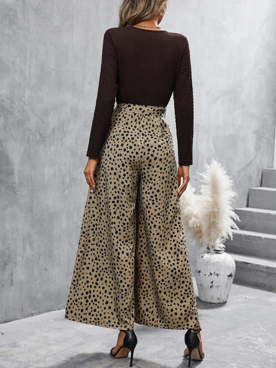 Damen Jumpsuit mit überkreuztem Ausschnitt und bedruckter Palazzohose - Pamela