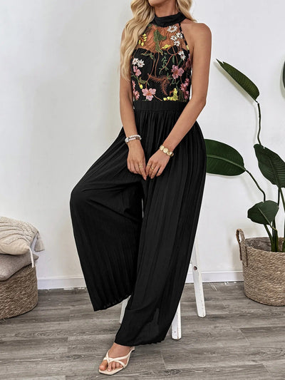 Damen Jumpsuit mit floraler Spitzenstickerei im Palazzo-Stil - Irma