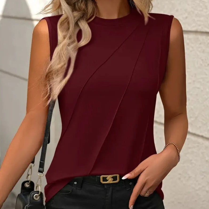 Ärmelloses Damen-Top mit strukturiertem Rundhalsausschnitt - Inés