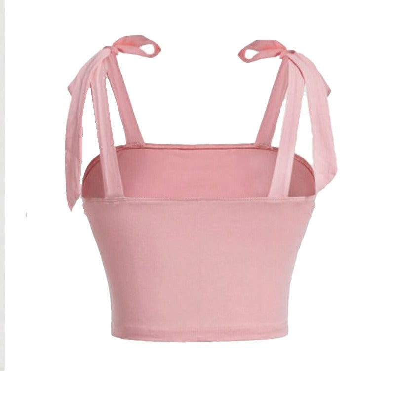 Kurzes Damen-Top mit geknoteten Trägern - Amélie