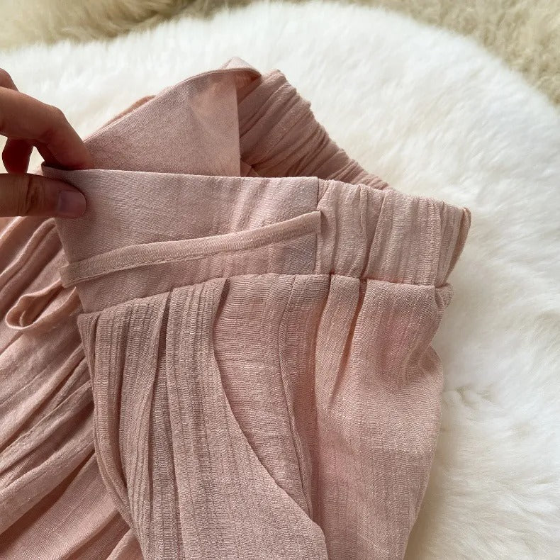 Damenhose aus fließendem Leinen mit hoher Taille im Palazzo-Stil - Mireya