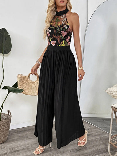 Damen Jumpsuit mit floraler Spitzenstickerei im Palazzo-Stil - Irma