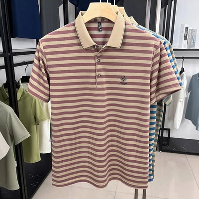 Gestreiftes Herren-Strickpolohemd mit klassischem Kragen - Marc