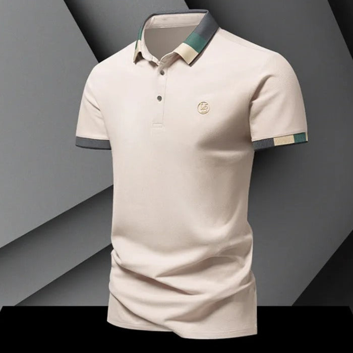 Gestricktes Herren-Poloshirt mit geometrischer Struktur und langen Ärmeln - Joan