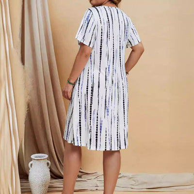 Damen Freizeitkleid mit geometrischem Print ausgestellter Schnitt - Annemarie