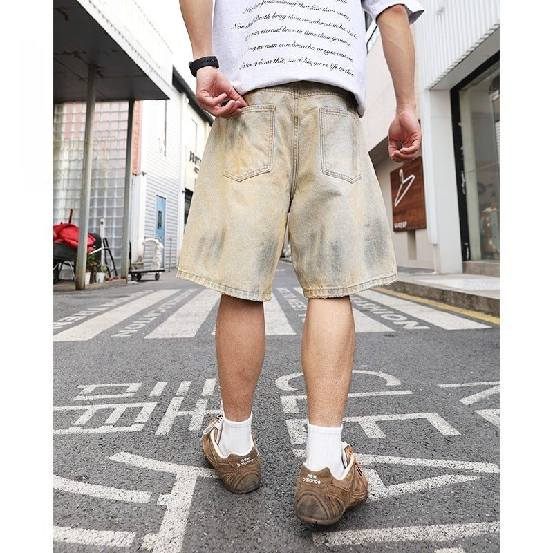 Herren Denim-Shorts mit weitem Bein ausgefranst - Elias