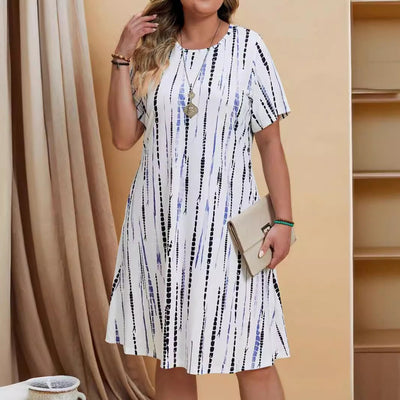 Damen Freizeitkleid mit geometrischem Print ausgestellter Schnitt - Annemarie