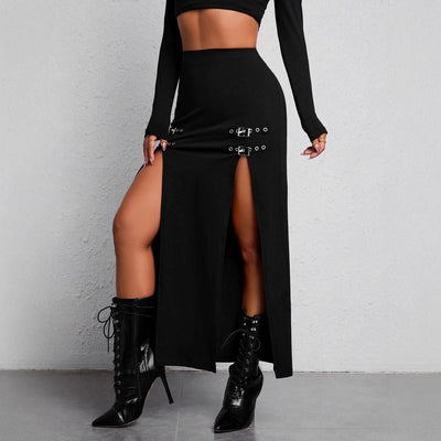 Langer Damenrock mit Seitenschlitzen im urbanen Stil - Victoria