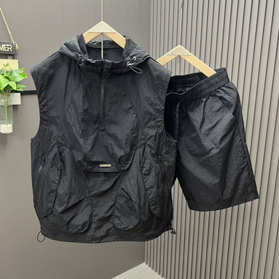 Ärmelloses Herrenwesten-Set leichte Utility Style Kapuze - Pedro